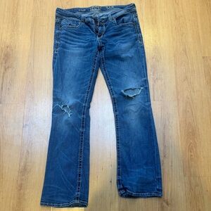 Buckle Black Distressed Blue Denim Jeans